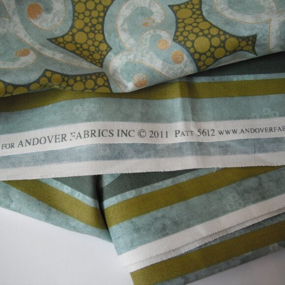 2.2 Yards Fabric Andover Fabrics INC-2011 100% Quilting Cotton Green Width-43" - Picture 4 of 5